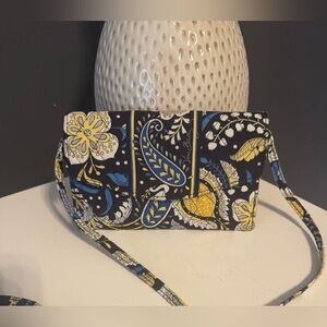 VERA BRADLEY Provencal Crossbody Clutch Wallet Purse Bag Yellow Blue White